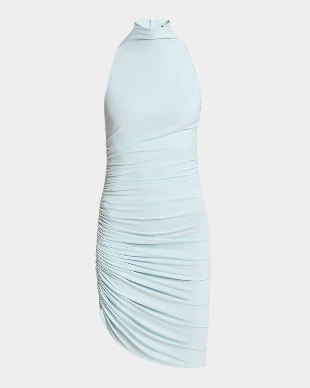 Gathered Turtleneck Mini Dress